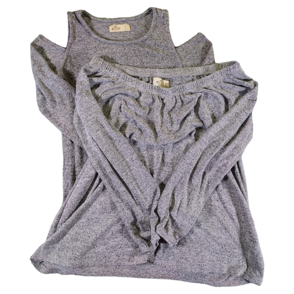 Bundle Of 2 EUC Gray Hollister Cold Shoulder Tops Sz: S - Picture 1 of 9